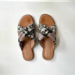 Madewell Puffy Strap Snakeskin Embossed Leather Sandals 7.5